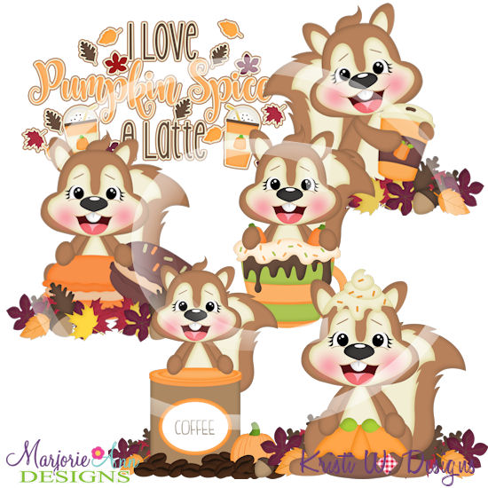 Pumpkin Spice Squirrels SVG Cutting Files/Paper Piecing +Clipart - Click Image to Close